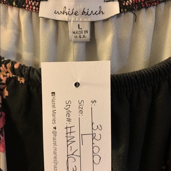 White birch. Off the shoulder black floral top. Size Large. NWT. - Picture 2 of 3